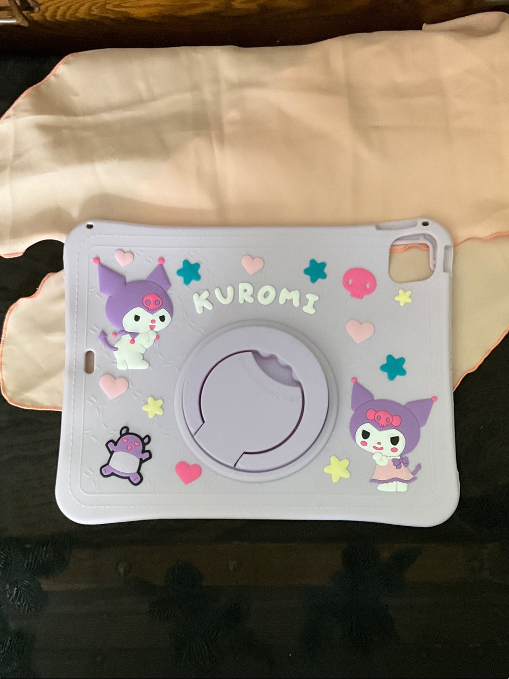 Kuromi Kids Tablet Case — Lavender Protective Cover with 360° Rotating Handle